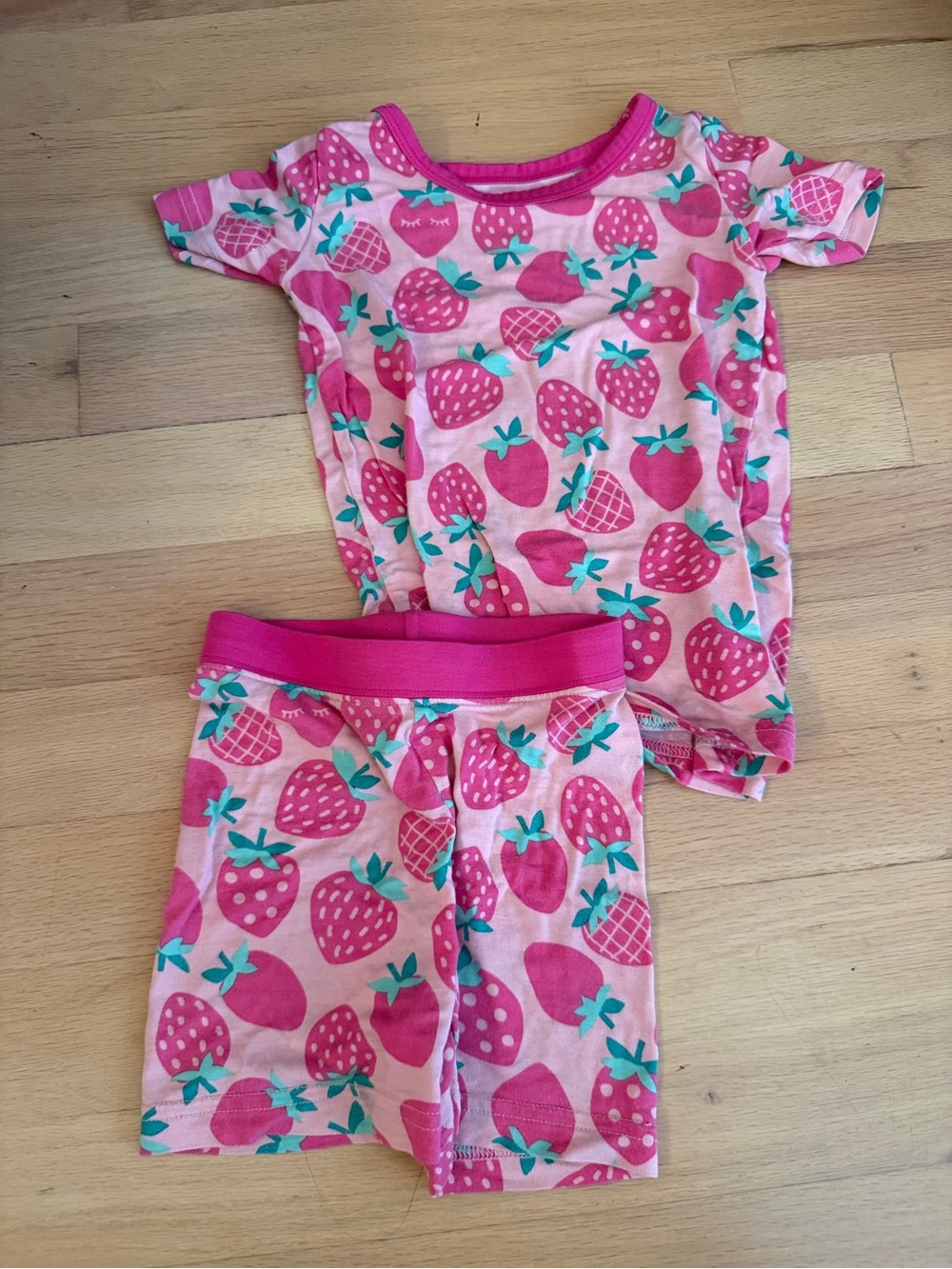 Little Sleepies Pink Strawberry Short Sleeve Pajama Set